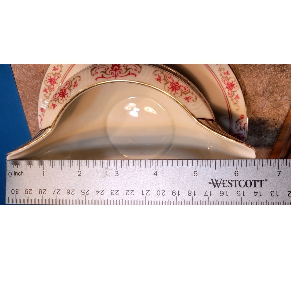 Coronado H&C Bohemia Gravy Boat Attached Underplate Pink Gold Czechoslovakia - Picture 3 of 9